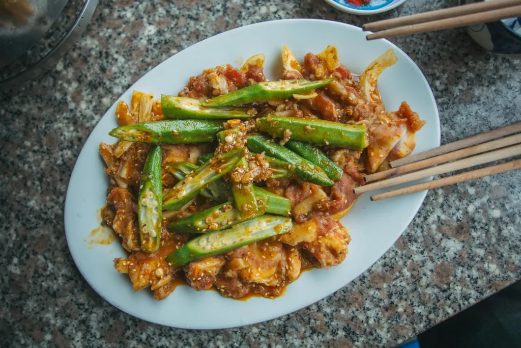 Okra in plate